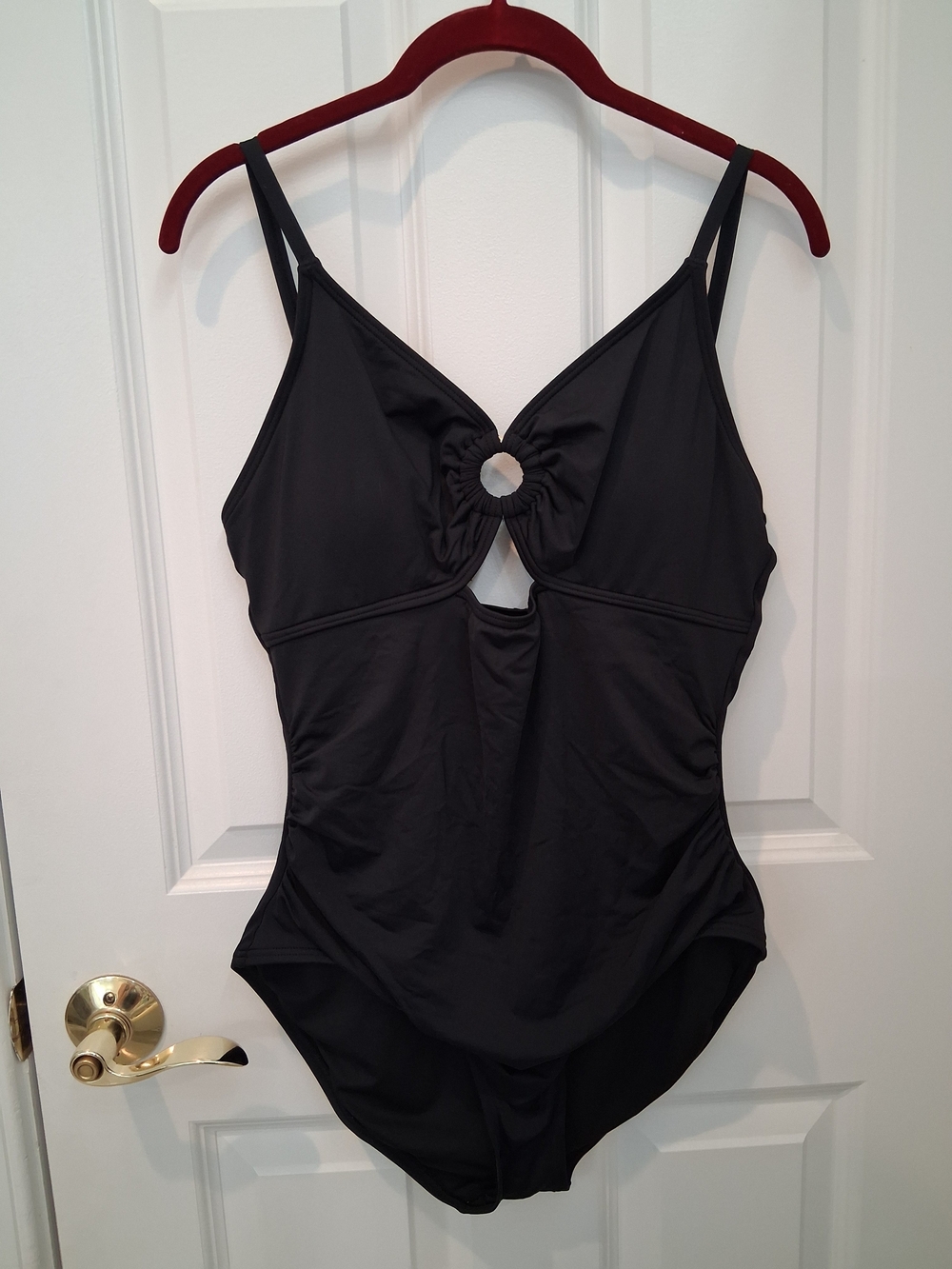 LOFT Beach Black One-Piece Swimsuit with Front Ring Detail